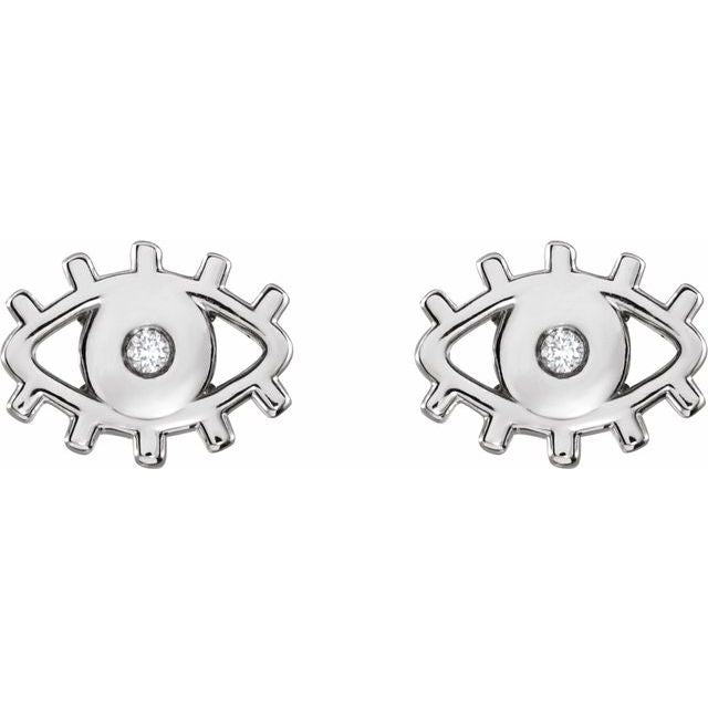 Sterling Silver .015 CTW Natural Diamond Evil Eye Earrings