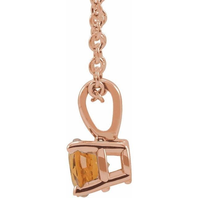14K Rose Gold 4 mm Natural Citrine 16-18" Necklace