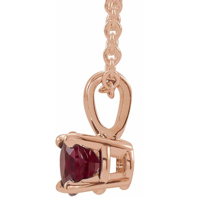 14K Rose Gold 4 mm Natural Ruby 16-18" Necklace