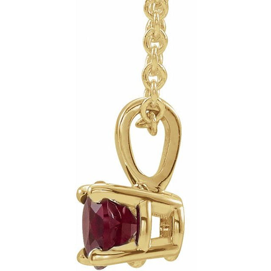 14K Yellow Gold 4 mm Natural Ruby 16-18" Necklace