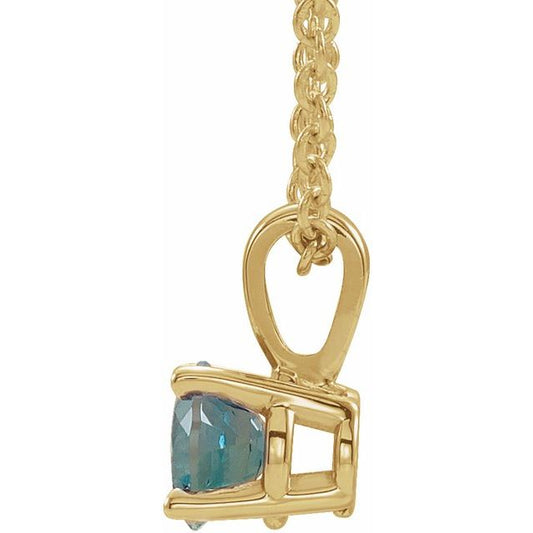14K Yellow Gold 4 mm Lab-Grown Alexandrite 16-18" Necklace