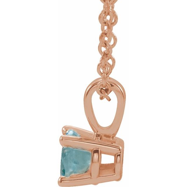 14K Rose Gold 4 mm Natural Aquamarine 16-18" Necklace
