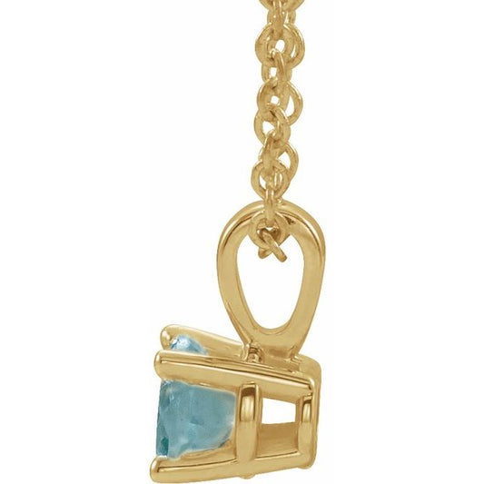 14K Yellow Gold 4 mm Natural Aquamarine 16-18" Necklace