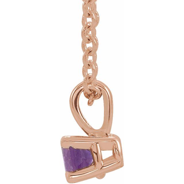 14K Rose Gold 4 mm Natural Amethyst 16-18" Necklace