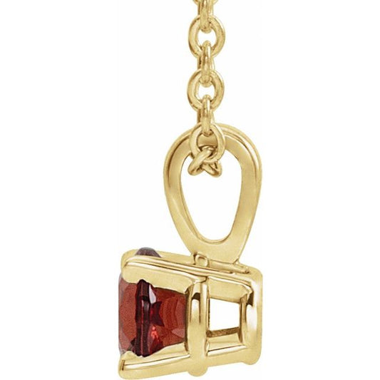 14K Yellow Gold 4 mm Natural Mozambique Garnet 16-18" Necklace