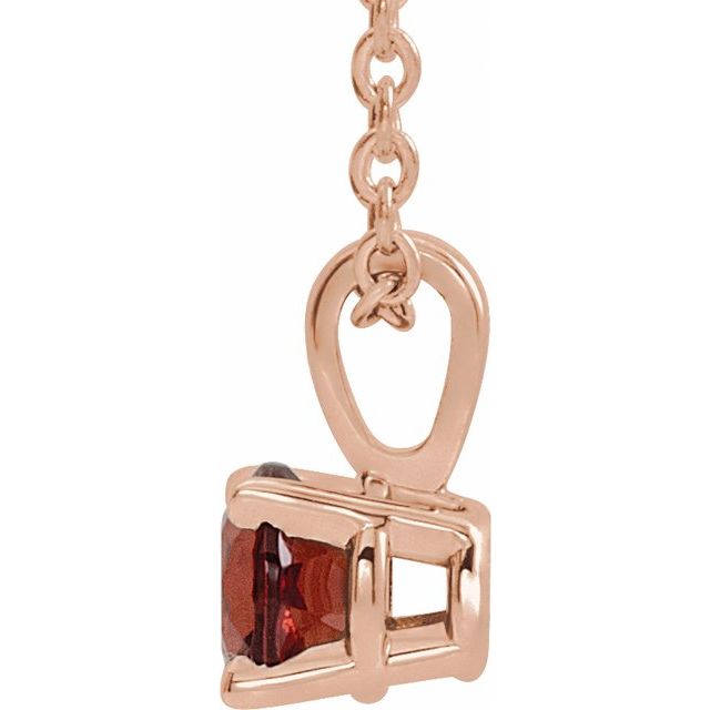 14K Rose Gold 4 mm Natural Mozambique Garnet 16-18" Necklace
