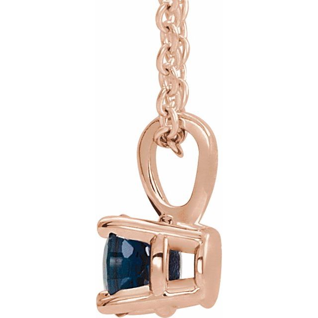 14K Rose Gold 4 mm Natural Blue Sapphire 16-18" Necklace