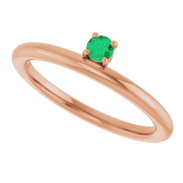 14K Rose Gold Natural Emerald Stackable Ring
