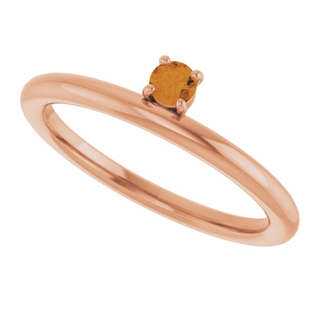 14K Rose Gold Natural Citrine Stackable Ring