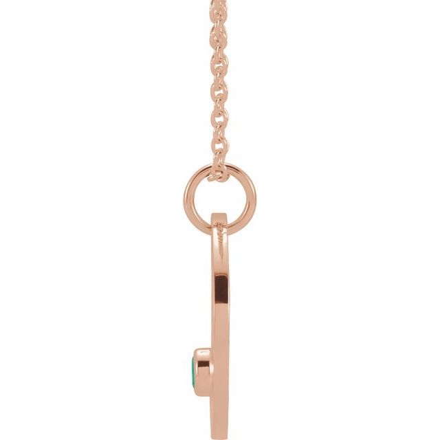 14K Rose Gold Natural Emerald Aries Zodiac 16-18" Necklace