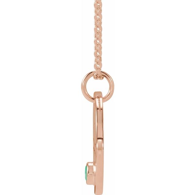 14K Rose Gold Natural Green Chrysoprase Libra Zodiac 16-18" Necklace