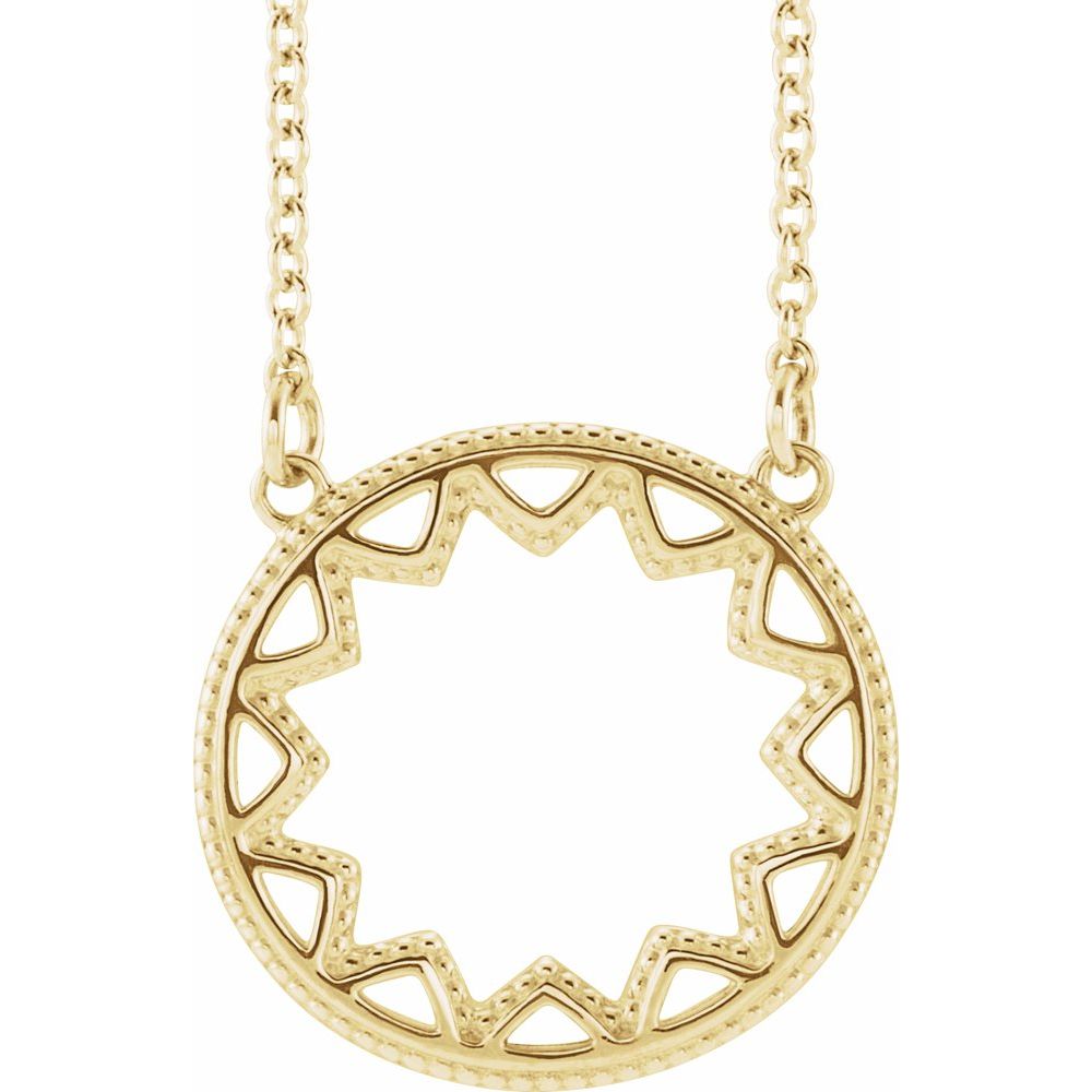 Milgrain Sun Necklace in 14K Gold