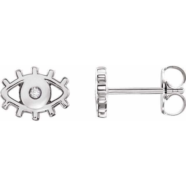 Sterling Silver .015 CTW Natural Diamond Evil Eye Earrings