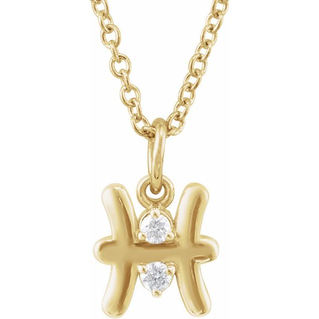 14K Yellow Gold .03 CTW Natural Diamond Pisces Zodiac 16-18" Necklace
