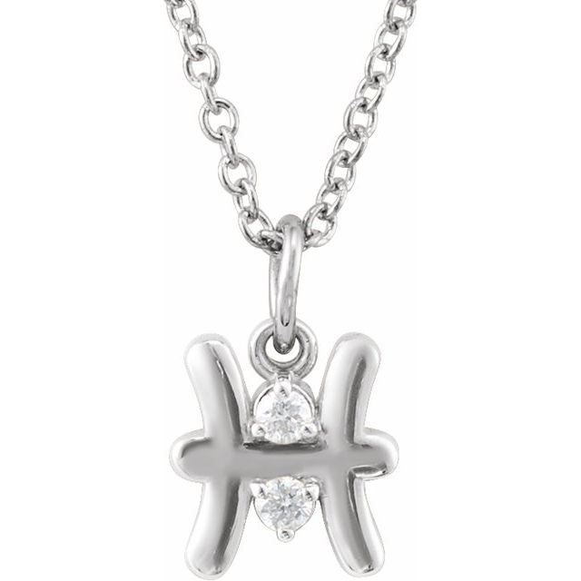 14K White Gold .03 CTW Natural Diamond Pisces Zodiac 16-18" Necklace