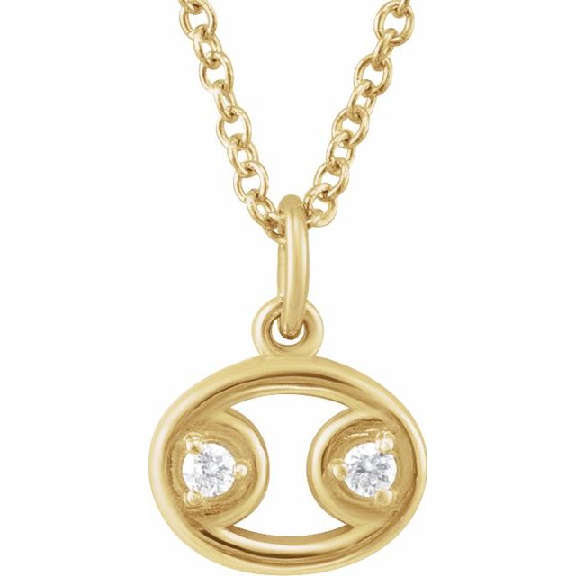 14K Yellow Gold .03 CTW Natural Diamond Cancer Zodiac 16-18" Necklace