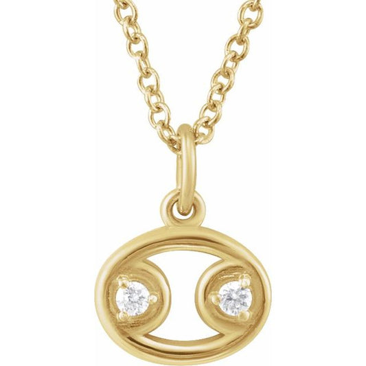 14K Yellow Gold .03 CTW Natural Diamond Cancer Zodiac 16-18" Necklace
