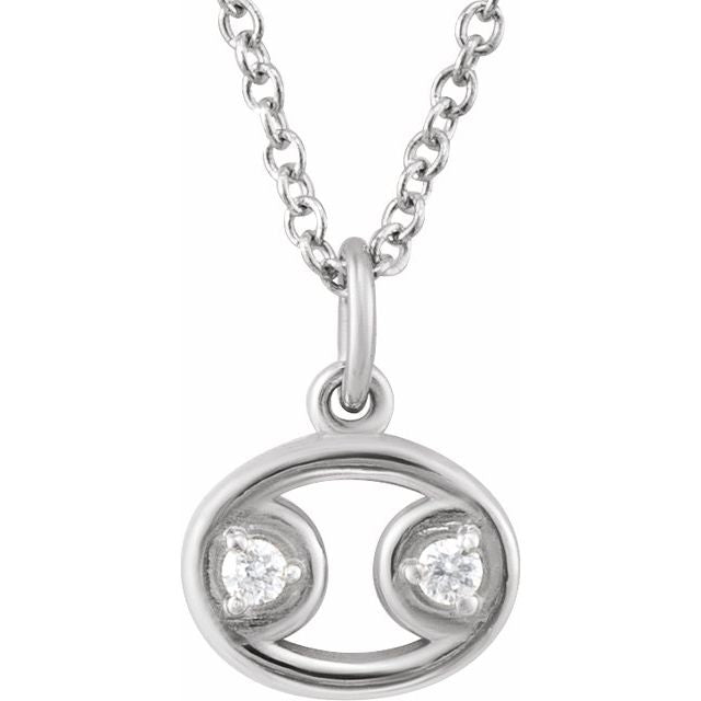 14K White Gold .03 CTW Natural Diamond Cancer Zodiac 16-18" Necklace