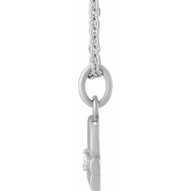 14K White Gold .015 CT Natural Diamond Libra Zodiac 16-18" Necklace