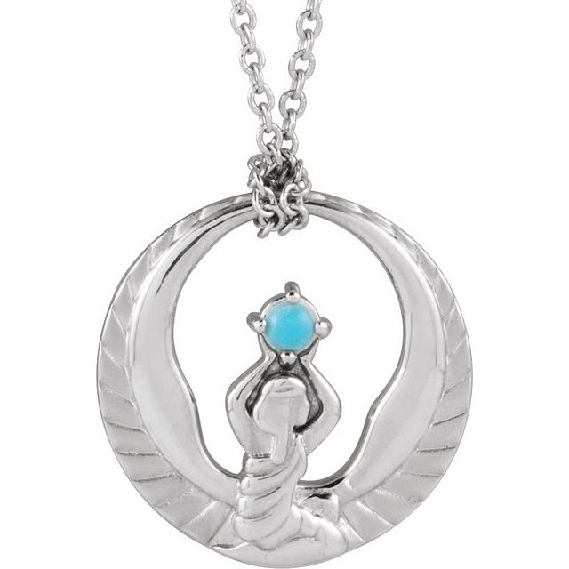 Sterling Silver Natural Turquoise Phoenix 18" Necklace