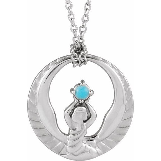 Sterling Silver Natural Turquoise Phoenix 18" Necklace