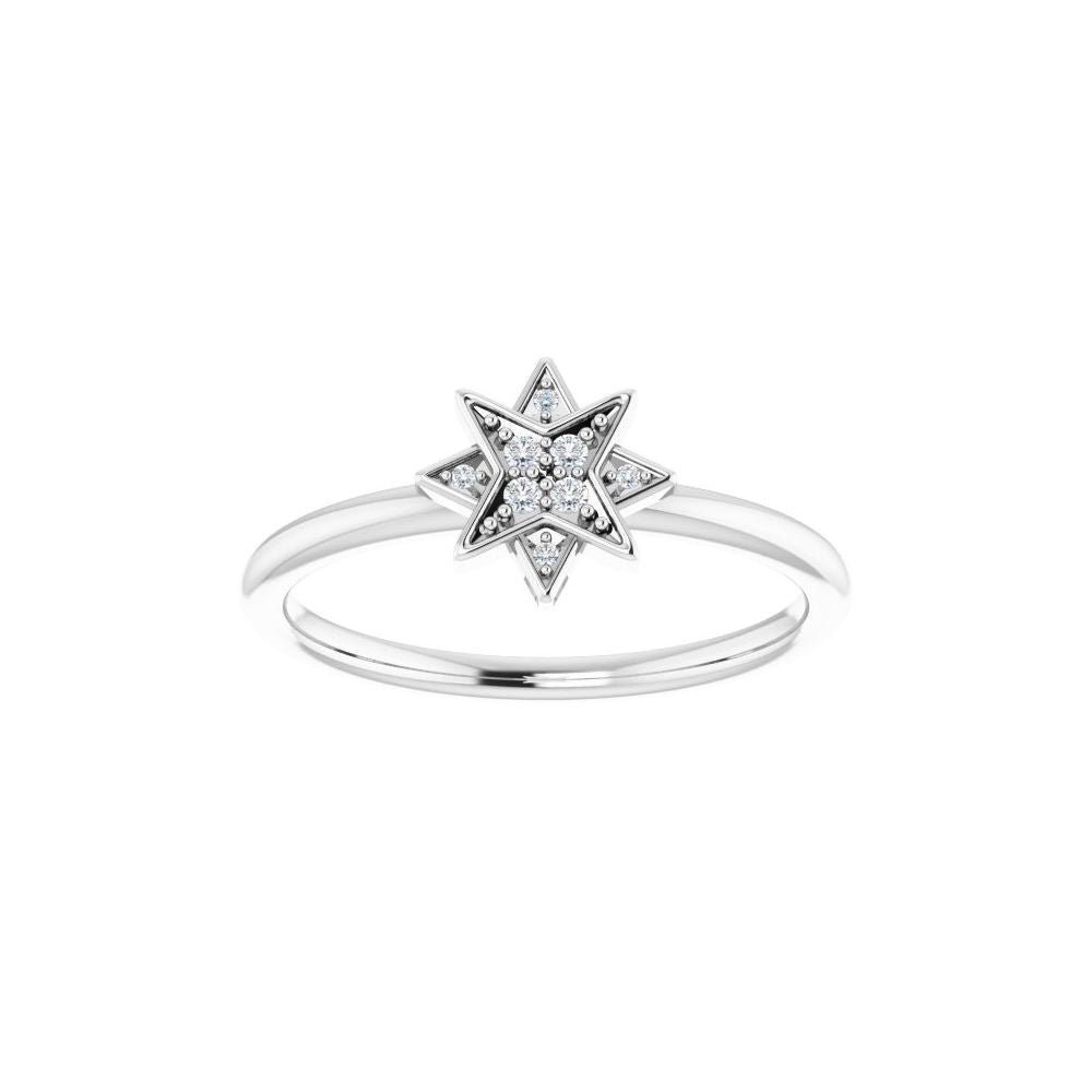 Diamond Star Ring in 14K Gold - 0.04 CTW Natural Diamonds, Available in Yellow, White, or Rose Gold