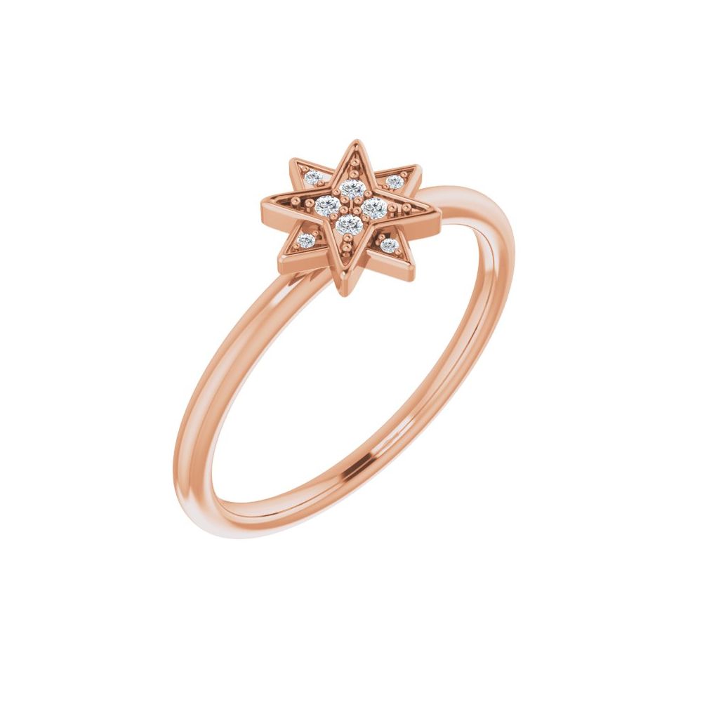 Diamond Star Ring in 14K Gold - 0.04 CTW Natural Diamonds, Available in Yellow, White, or Rose Gold