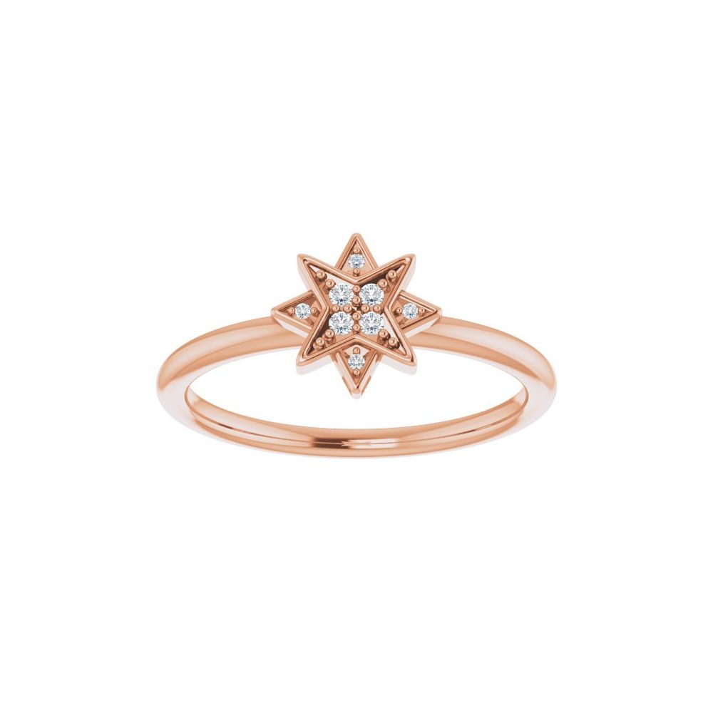 Diamond Star Ring in 14K Gold - 0.04 CTW Natural Diamonds, Available in Yellow, White, or Rose Gold