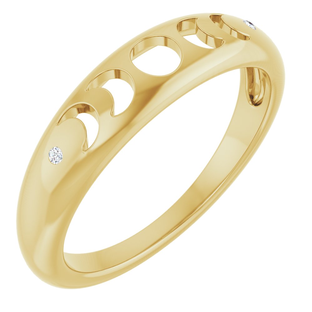 Diamond Moon Phase Ring in 14K Gold