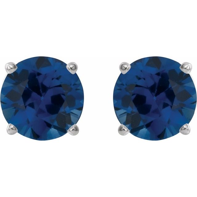 14K White Gold 4 mm Natural Blue Sapphire Earrings