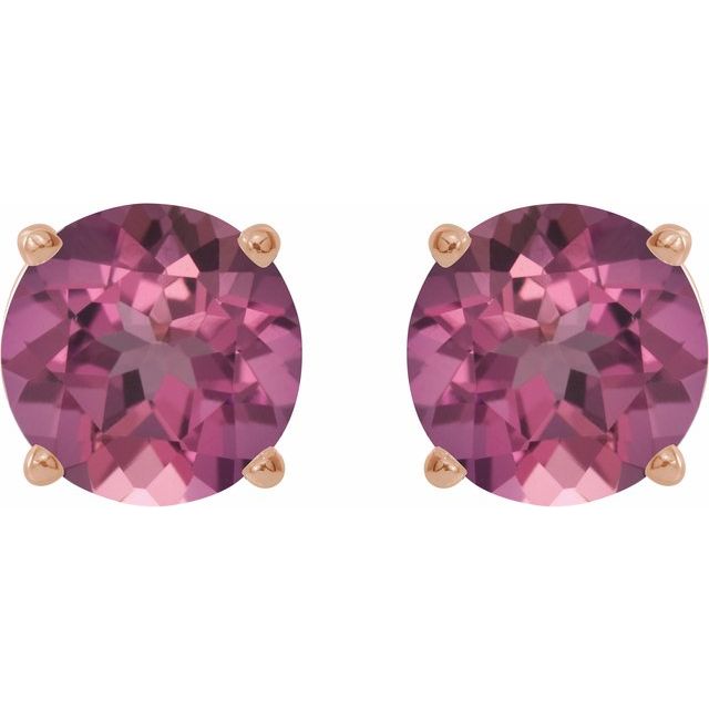 14K Rose Gold 4 mm Natural Pink Tourmaline Earrings
