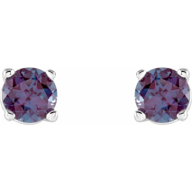 14K White Gold 4 mm Lab-Grown Alexandrite Earrings