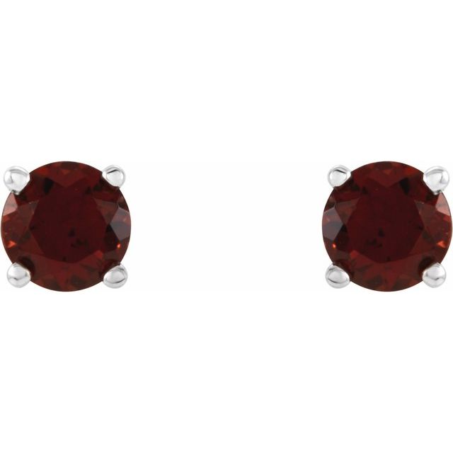 14K White Gold 4 mm Natural Mozambique Garnet Earrings