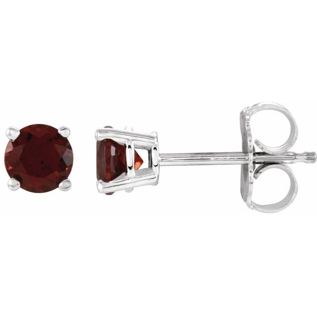 14K White Gold 4 mm Natural Mozambique Garnet Earrings