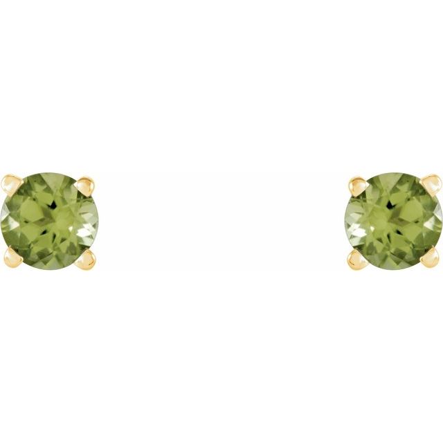 14K Yellow Gold 4 mm Natural Peridot Earrings