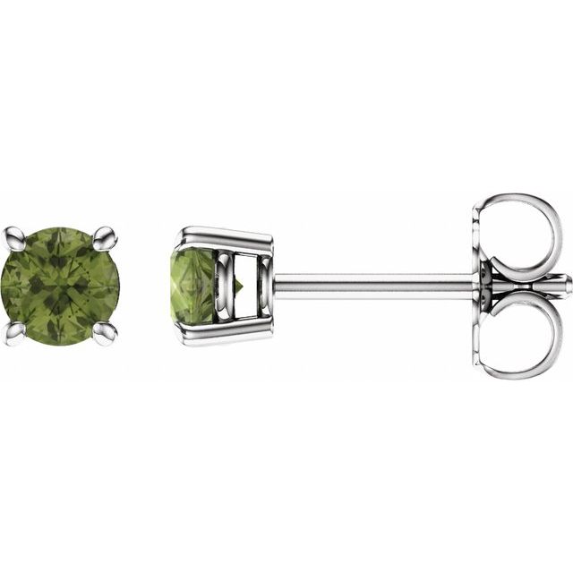 14K White Gold 4 mm Natural Peridot Earrings