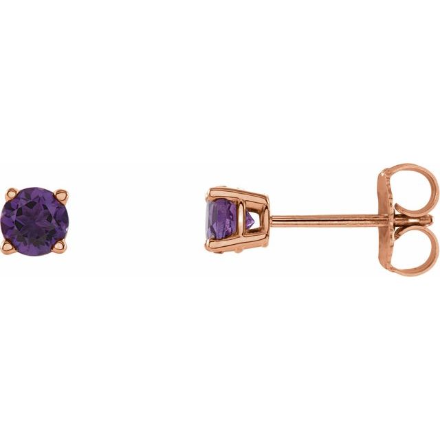 14K Rose Gold 4 mm Natural Amethyst Earrings