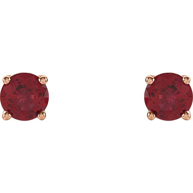 14K Rose Gold 4 mm Natural Ruby Earrings