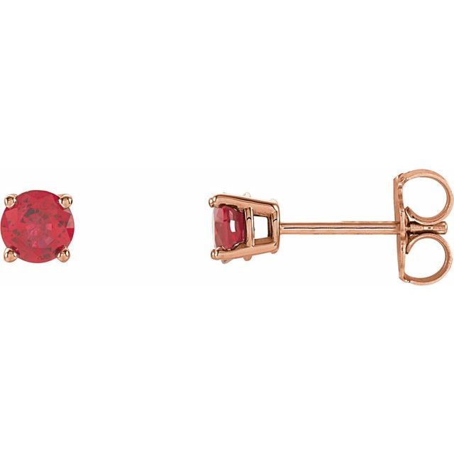 14K Rose Gold 4 mm Natural Ruby Earrings