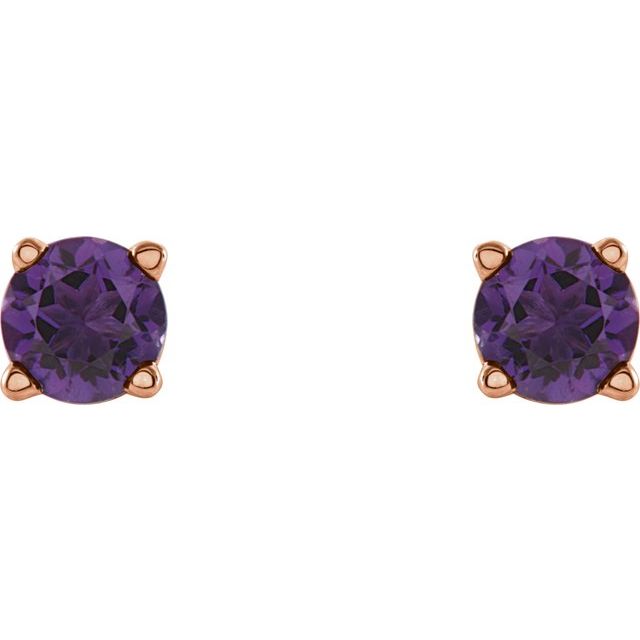 14K Rose Gold 4 mm Natural Amethyst Earrings