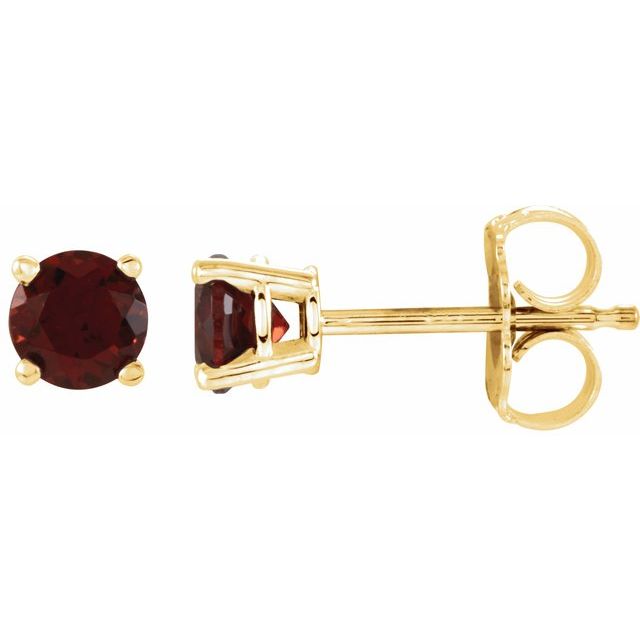 14K Yellow Gold 4 mm Natural Mozambique Garnet Earrings