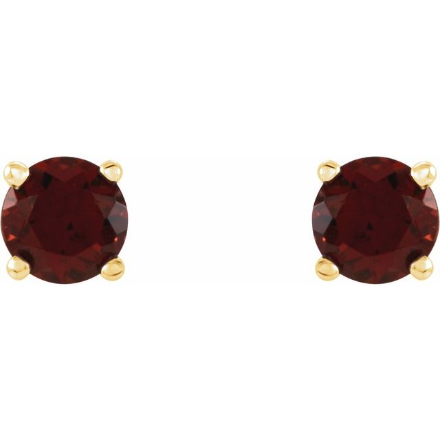 14K Yellow Gold 4 mm Natural Mozambique Garnet Earrings
