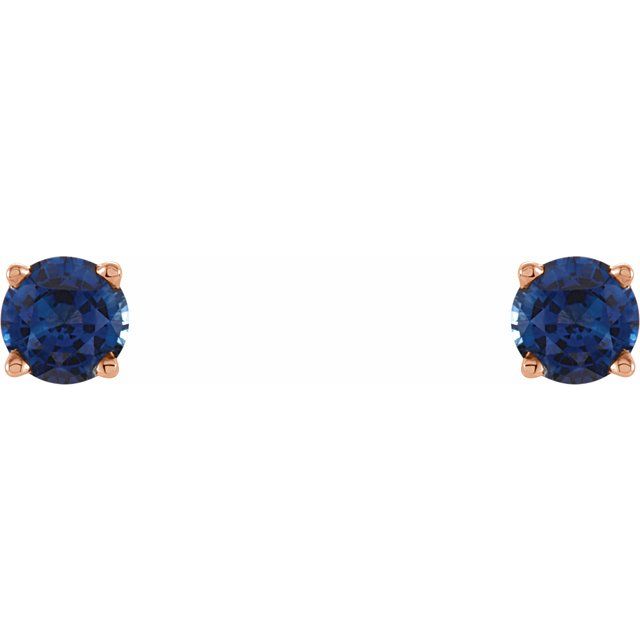 14K Rose Gold 4 mm Natural Blue Sapphire Earrings