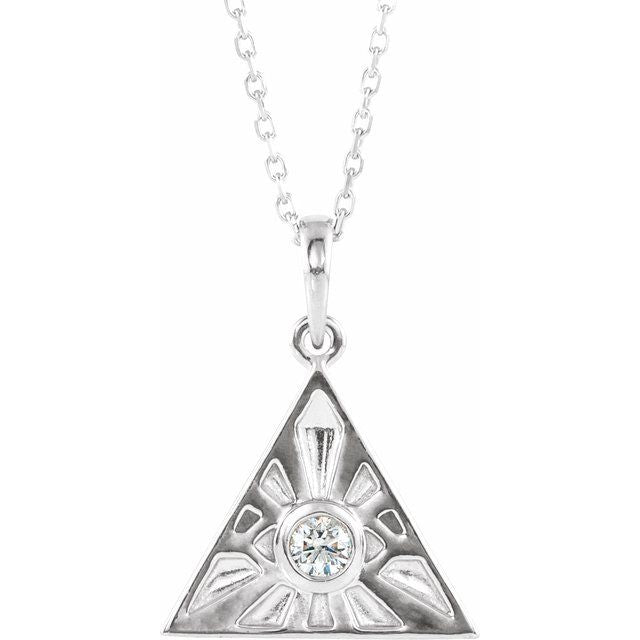 Sterling Silver 1/10 CTW Natural Diamond Eye of Providence 16-18" Necklace  