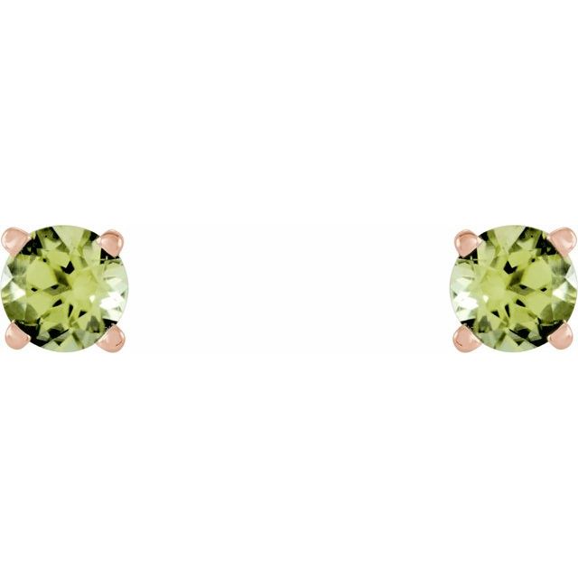14K Rose Gold 4 mm Natural Peridot Earrings