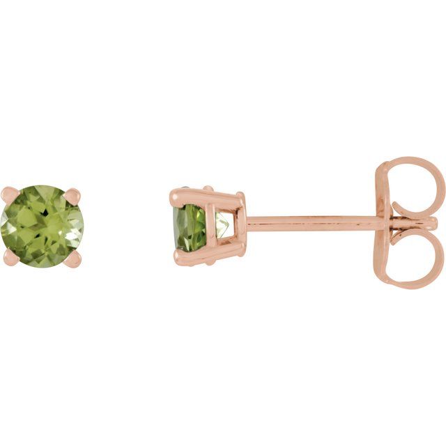 14K Rose Gold 4 mm Natural Peridot Earrings