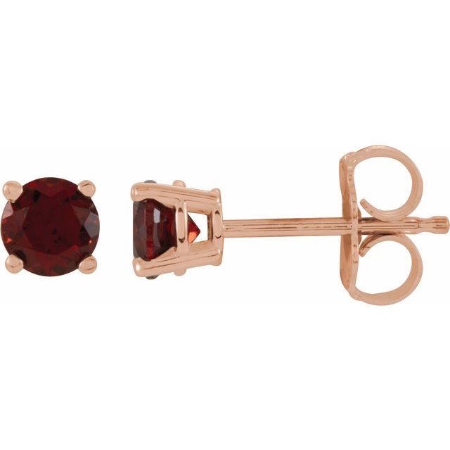 14K Rose Gold 4 mm Natural Mozambique Garnet Earrings