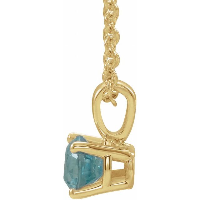 14K Yellow Gold 4 mm Natural Blue Zircon 16-18" Necklace