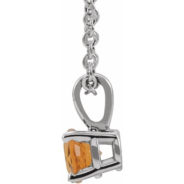 14K White Gold 4 mm Natural Citrine 16-18" Necklace