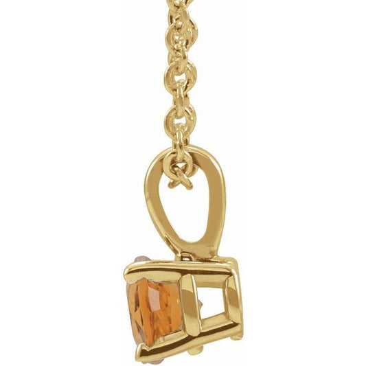 14K Yellow Gold 4 mm Natural Citrine 16-18" Necklace